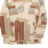 MISS MARILYN Womens Cream & Brown Wool Patterned Button Jacket M Wool