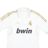 ADIDAS Mens White & Gold Real Madrid 2011-12 Home Football Jersey L Short Sleeve