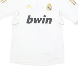 ADIDAS Mens White & Gold Real Madrid 2011-12 Home Football Jersey L Short Sleeve