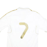ADIDAS Mens White & Gold Real Madrid 2011-12 Home Football Jersey L Short Sleeve