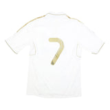 ADIDAS Mens White & Gold Real Madrid 2011-12 Home Football Jersey L Short Sleeve