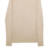 Womens Beige Plain High Neck Basic Knit Jumper XS Soft Lightweight Stylish