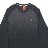 NIKE Womens Black Crew Neck L Cotton Sweatshirt Sports Casual Pullover