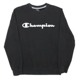 CHAMPION Mens Black Crew Neck S Sweatshirt Cotton Blend Logo Print
