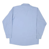 RED KAP Mens Blue Work Shirt L Logo Button-Up Long Sleeve Durable Cotton Blend