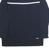 NAUTICA Mens Navy Blue & White Striped Plain Crew Neck Cotton Jumper S Casual