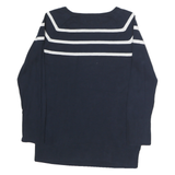 NAUTICA Mens Navy Blue & White Striped Plain Crew Neck Cotton Jumper S Casual