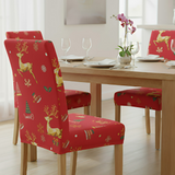 Anyseat Red Mix Christmas Print Design Elastic Chair Cover – Plain Christmas Dining Slipcover & Home Décor