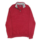 CHAPS Mens Red Pullover Plain Crew Neck Basic Knit Jumper M Cotton Blend