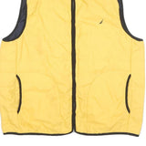 NAUTICA Mens Yellow & Navy Quilted Gilet L Polyester Blend Zip Padded Vest