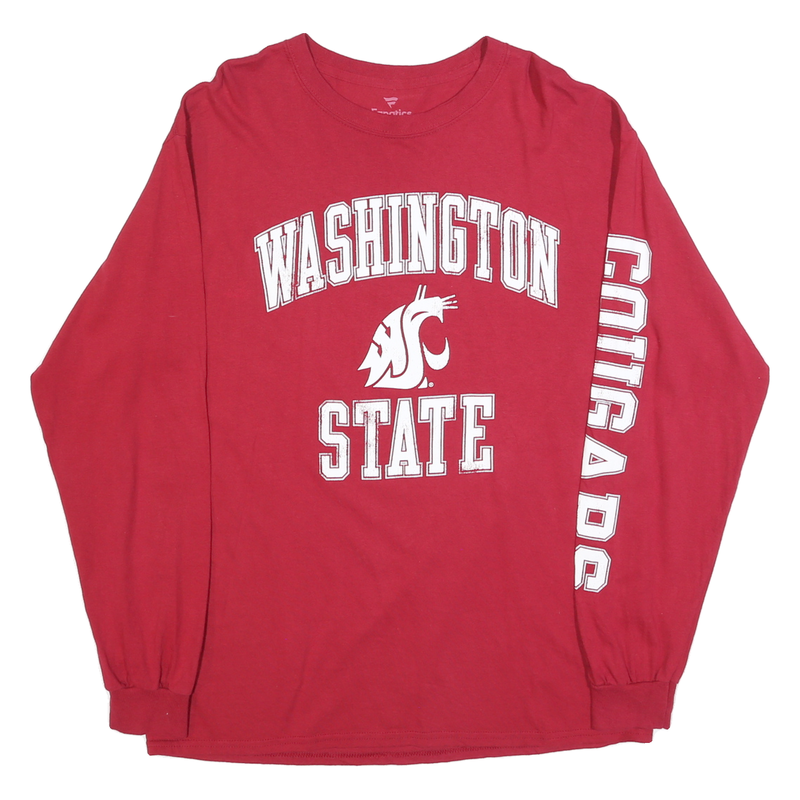 FANATICS Mens Red Washington State Graphic Long Sleeve Crew Neck T-Shirt L