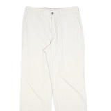 DOCKERS Mens Cotton Blend White Regular Straight Trousers W33 L32 Casual Comfort