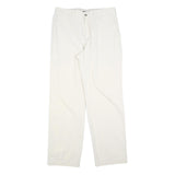 DOCKERS Mens Cotton Blend White Regular Straight Trousers W33 L32 Casual Comfort