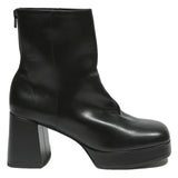 CHARLES & KEITH Womens Leather Black Platform Ankle Boots UK 4 Stylish