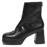 CHARLES & KEITH Womens Leather Black Platform Ankle Boots UK 4 Stylish