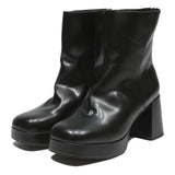 CHARLES & KEITH Womens Leather Black Platform Ankle Boots UK 4 Stylish