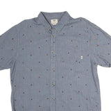 VANS Mens Blue Short Sleeve Cotton Shirt XL Casual Button Down Printed