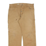 DICKIES Mens Regular Fit Beige Cotton Blend Trousers W36 L32 Zip Casual Workwear