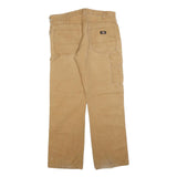 DICKIES Mens Regular Fit Beige Cotton Blend Trousers W36 L32 Zip Casual Workwear