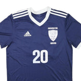 ADIDAS Mens Blue & White Soccer Jersey M Short Sleeve V-Neck Athletic
