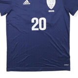 ADIDAS Mens Blue & White Soccer Jersey M Short Sleeve V-Neck Athletic