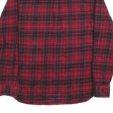 JACHS Mens Red & Black Checked Shirt L Casual Cotton Blend Long Sleeve Button