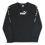 PUMA Womens Black Logo Detail Crew Neck Sweatshirt S Cotton Blend Sportswear