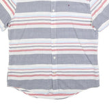TOMMY HILFIGER Mens Blue & Red Striped Shirt M Cotton Blend Casual Summer