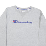 CHAMPION Mens Grey Cotton Blend Crew Neck M Logo Sweatshirt Casual Comfort