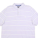 CHAPS Mens Lilac & White Striped Short Sleeve Polo Shirt L Cotton Blend Casual