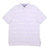 CHAPS Mens Lilac & White Striped Short Sleeve Polo Shirt L Cotton Blend Casual