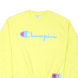 CHAMPION Mens Yellow Pullover Sweatshirt M Cotton Blend Classic Logo Casual
