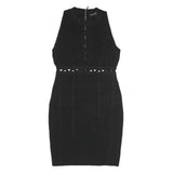GUESS Womens Black Sleeveless Fit & Flare Polyester Dress M Cutout Waist Detail