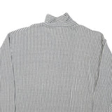 EASY WAY Mens Grey & White Striped Pullover Sweatshirt L Lace Up Neck Casual