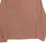 TOUDY Womens Beige Long Sleeve Round Neck Plain Top S Lightweight Versatile