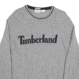 TIMBERLAND Mens Grey Jumper Plain Crew Neck Basic Knit L Wool Blend Casual