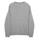 TIMBERLAND Mens Grey Jumper Plain Crew Neck Basic Knit L Wool Blend Casual