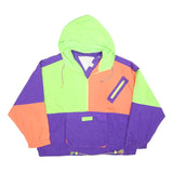 Womens Green & Purple Orange Colourblock Hooded Zip Jacket L Polyester Blend