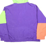 Womens Green & Purple Orange Colourblock Hooded Zip Jacket L Polyester Blend