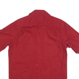 WRANGLER Mens Red Short Sleeve Cotton Blend Shirt M Casual Button Front