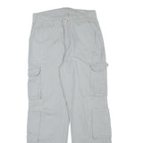 Mens Cotton Blend Relaxed Cargo Trousers Light Grey W28 L29 Durable Zip Fit