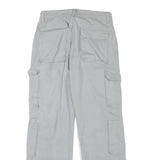 Mens Cotton Blend Relaxed Cargo Trousers Light Grey W28 L29 Durable Zip Fit
