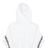 ADIDAS Womens White Cotton Blend Pullover Hoodie UK 10 Cropped Logo Tape