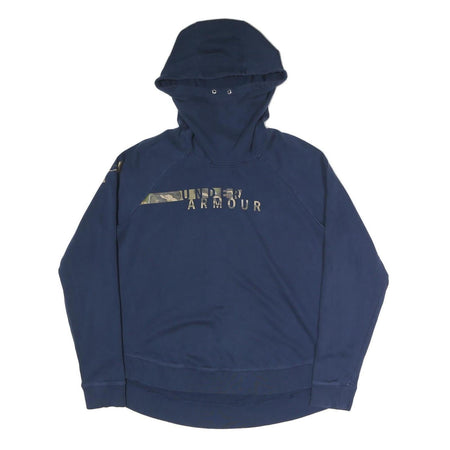 UNDER ARMOUR Womens Navy Blue Cotton Blend Hoodie XL Camo Logo Pullover