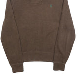 POLO RALPH LAUREN Mens Brown Plain Jumper Shawl Collar Cotton M Classic Fit