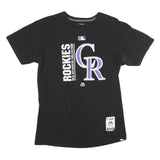 MAJESTIC Mens Black Colorado Rockies Graphic T-Shirt M Short Sleeve Crew Neck