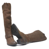 BORN Womens Brown Leather Mid Calf Block Heel Boots UK 5 Casual Stylish