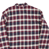 DAVID TAYLOR Mens Red & Navy Check Shirt XL Cotton Blend Long Sleeve Casual