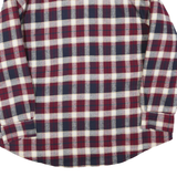 DAVID TAYLOR Mens Red & Navy Check Shirt XL Cotton Blend Long Sleeve Casual