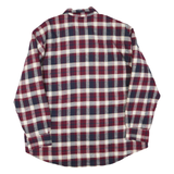 DAVID TAYLOR Mens Red & Navy Check Shirt XL Cotton Blend Long Sleeve Casual